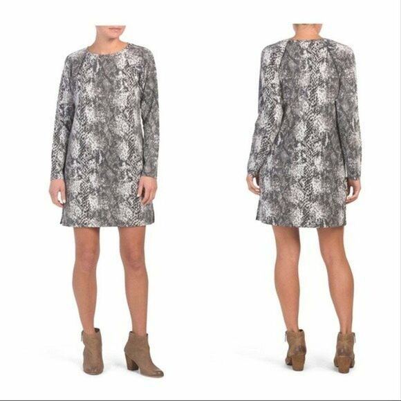 Cable & Gauge womens Short Mini Sheath Dress size Medium Gray Snakeskin Knit $68 - Picture 1 of 5